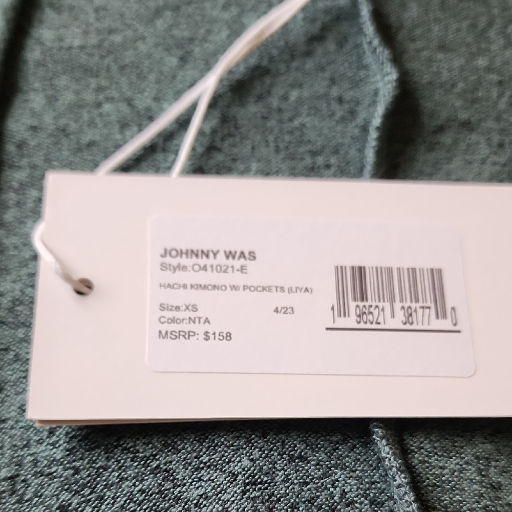Johnny Was Long Open-Front Duster Cardigan in Dark Jade Green - Picture 3 of 3